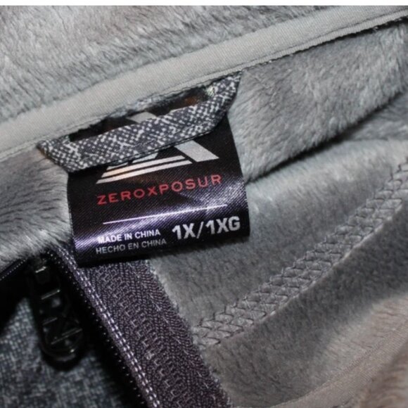 ZeroXposur Jacket 1X Fleece Lined Removable Hood Zip Pockets Gray Lightweight - Picture 3 of 10